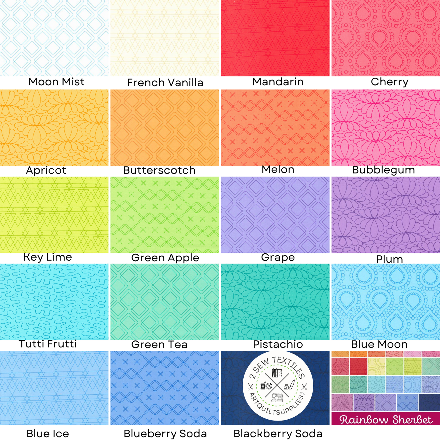 Rainbow Spice & Sherbet Collections - by Sarah Thomas as Sariditty for Moda Fabrics