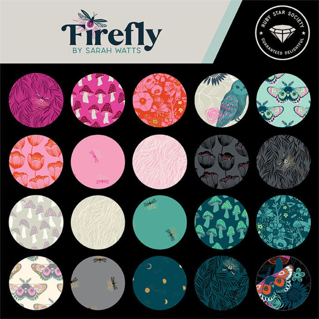 full collection Fabric layout 29  fabrics -Firefly by Sarah Watts for Ruby Star Society available at 2 Sew Textiles art quilt supplies