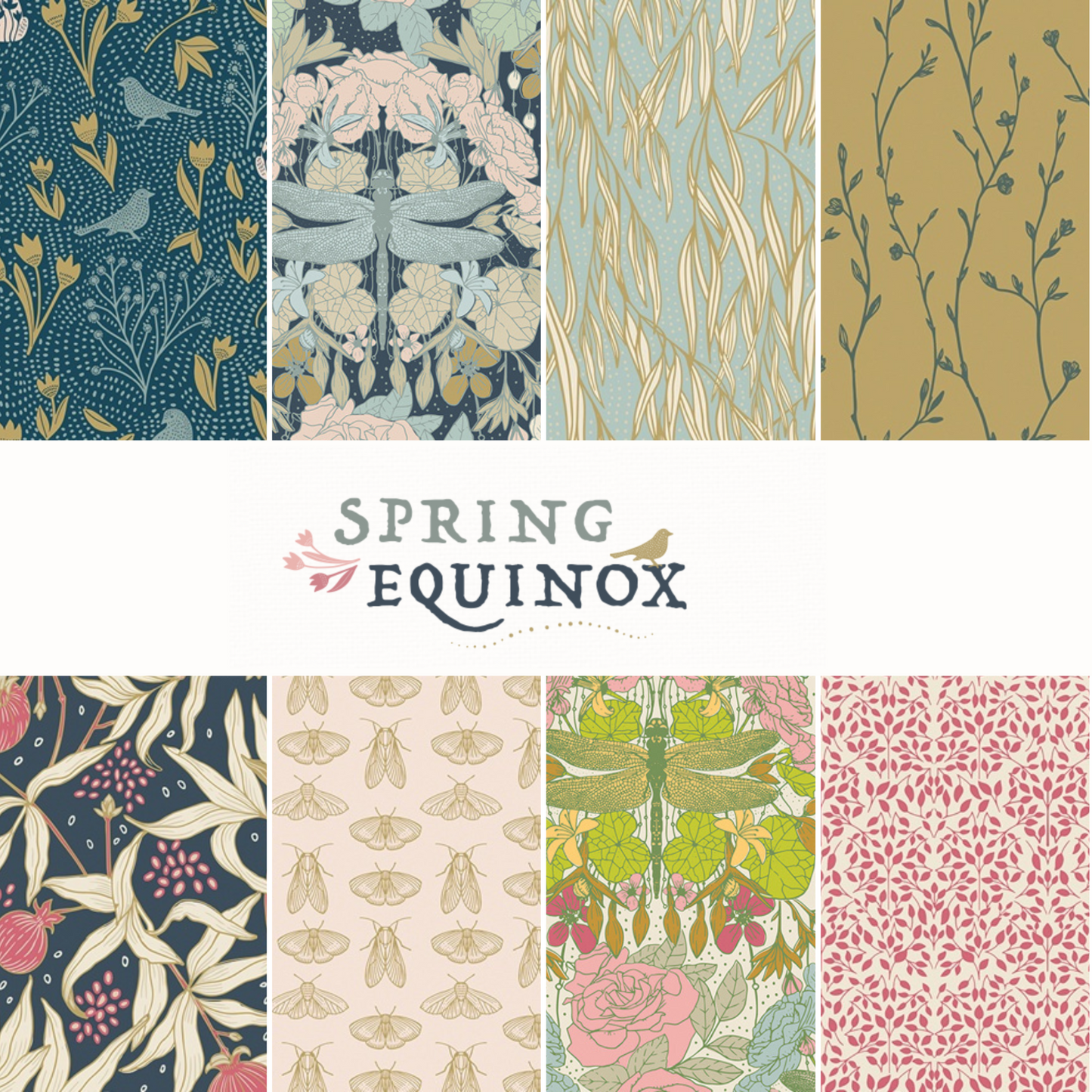 10" pre cut fabric wonder layer cake dragon flies and floral flowers in Spring Equinox for Art Gallery Fabrics via melbourne Fabrics #KatieOsheaDesign available at 2 sew textiles art quilt supplies