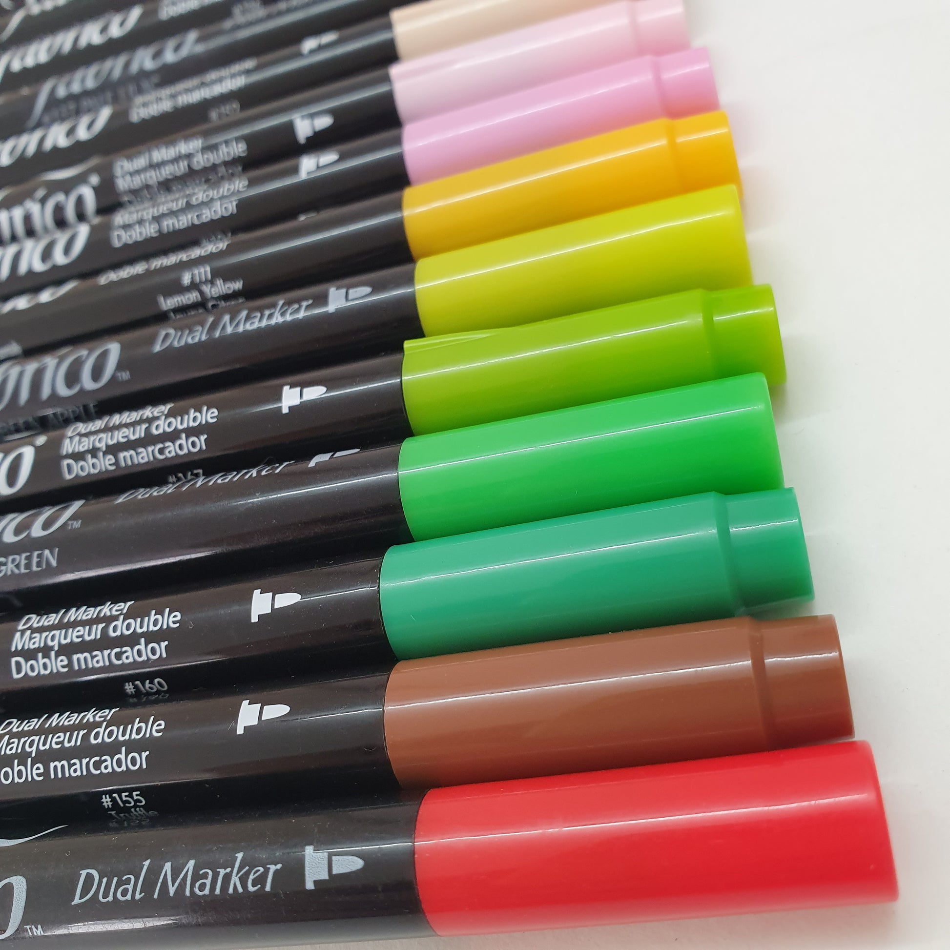 dual tip range of colours - fabrico fabric markers by Tsukineko in Japan. Permanent light fast great range of colours.  available at 2 SewTextiles - art quilt supplies. great for quilt labels and textile art