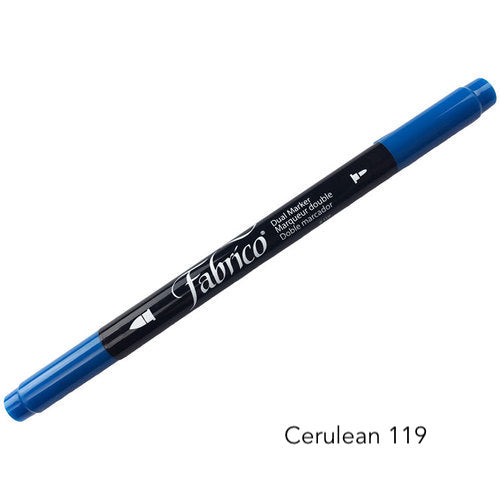 cerulean  - fabrico fabric markers by Tsukineko in Japan. Permanent light fast great range of colours.  available at 2 SewTextiles - art quilt supplies. great for quilt labels and textile art