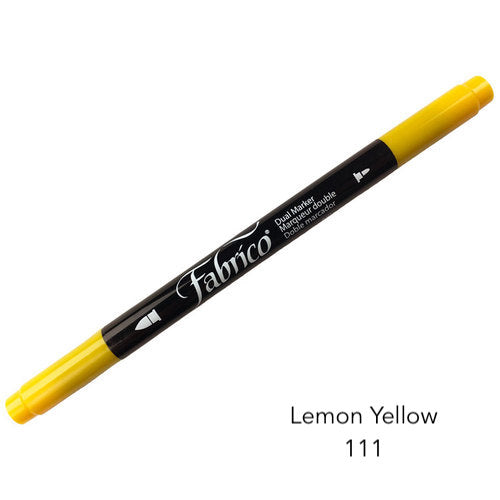 lemon yellow  fabrico fabric markers by Tsukineko in Japan. Permanent light fast great range of colours.  available at 2 SewTextiles - art quilt supplies. great for quilt labels and textile art