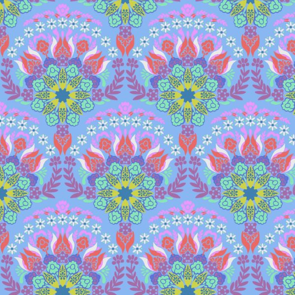 Anna Maria Fluent Morning blue flowers fussy cutting