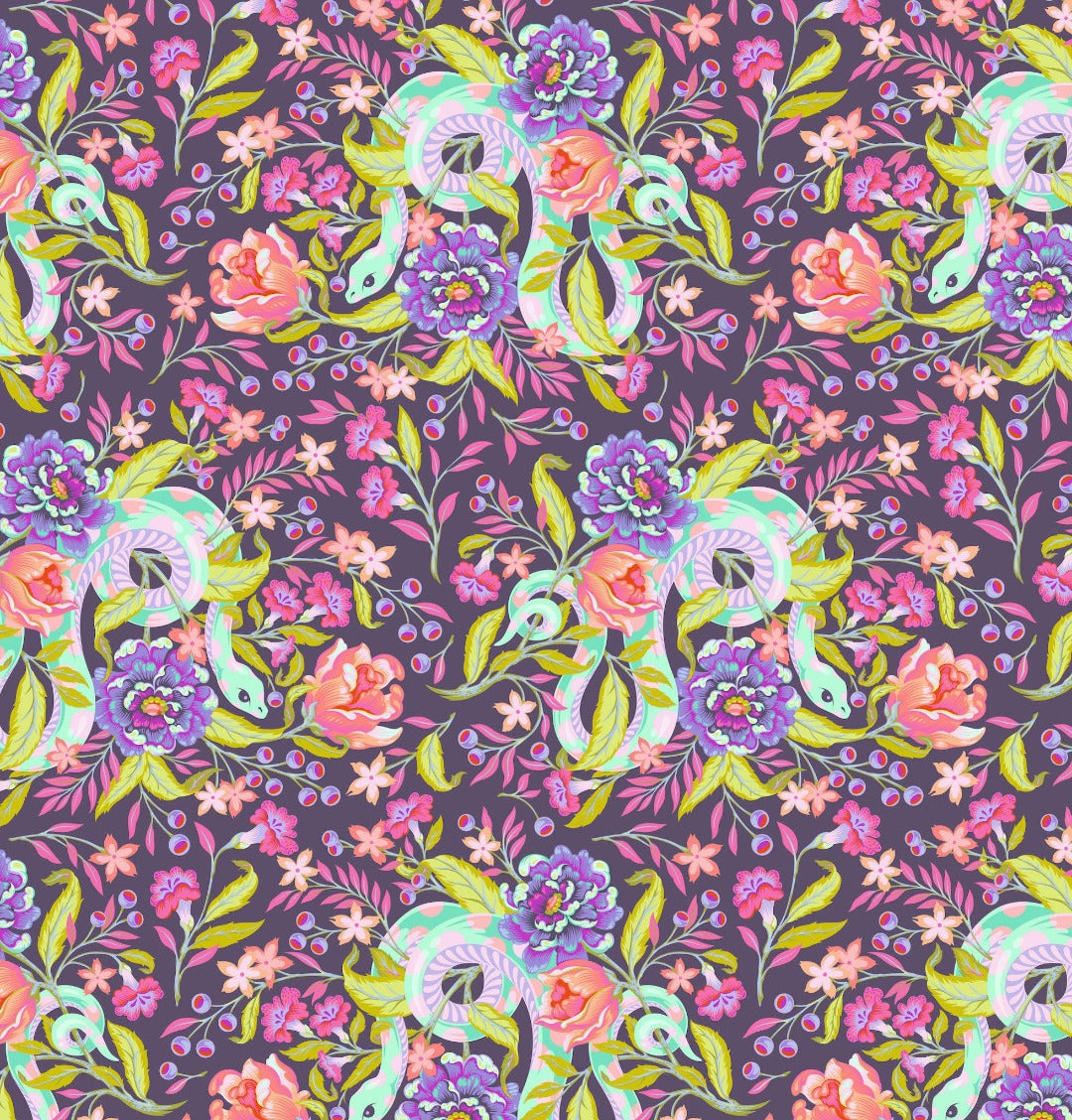 Tula Pinks moon garden hissy fit with snakes and flowers by free spirit freespirit fabrics available at 2 sew textiles art quilt supplies