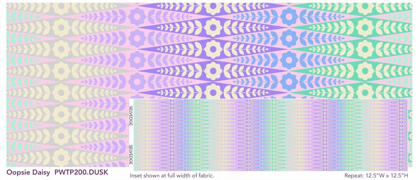 Tula Pink - Moon Garden - Oopsie Daisy - Dusk - per half metre - with free Tumble quilt pattern