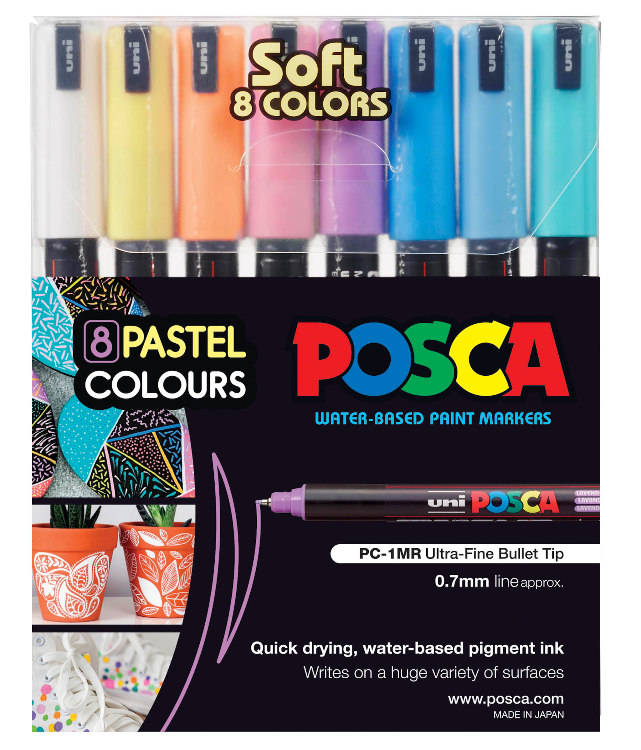 Uni POSCA - PC-3M Art Marker Paint Pens - 4 Pack Wallet - Pastel