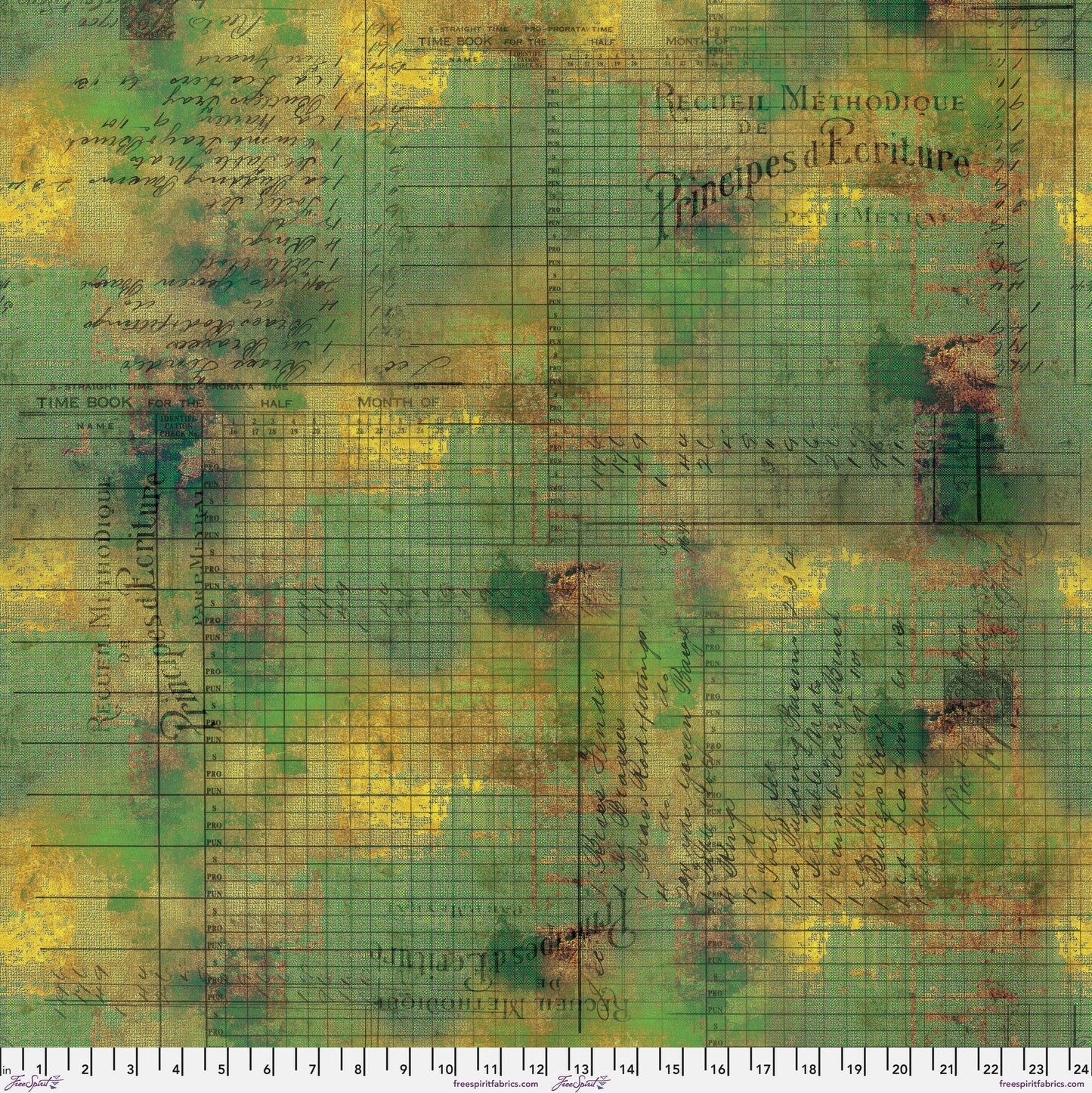 Principal methods green by Tim Holtz- scrap bookers in fabric available at 2 sew textiles art quilt supplies with ruler