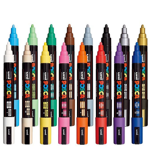 Posca Paint Pens - PC5M - incl Metallic & Fluorescent