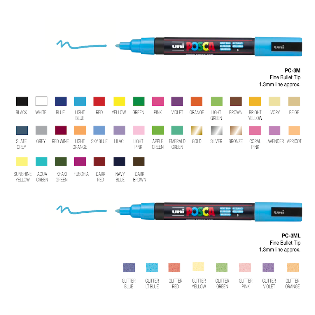 Stylos à peinture Posca - PC3M - métallisé inclus