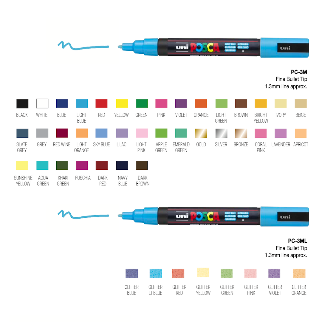 Posca Paint Pens - PC3M - inc Metallic