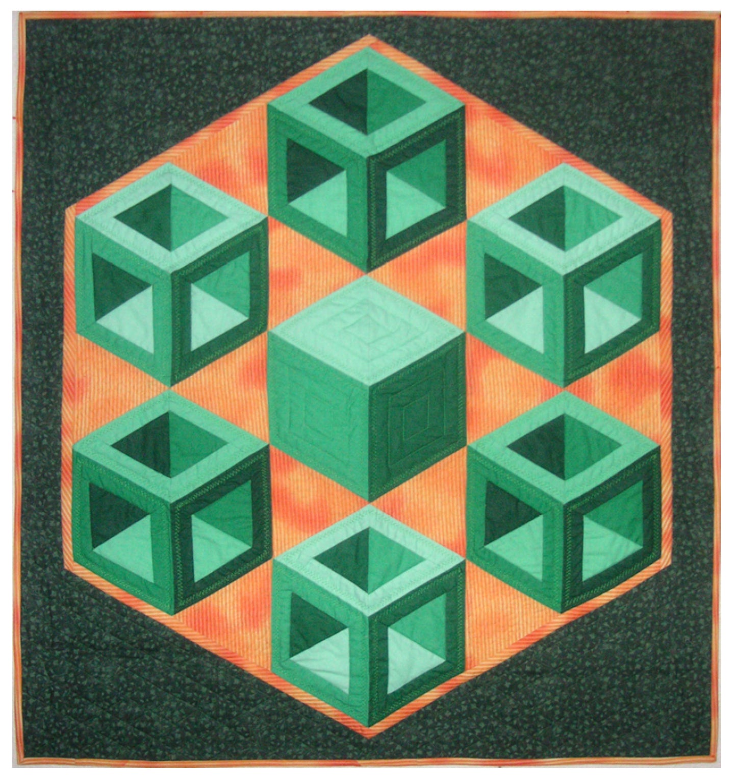 Geometric 3D Boxes - Quilt Pattern