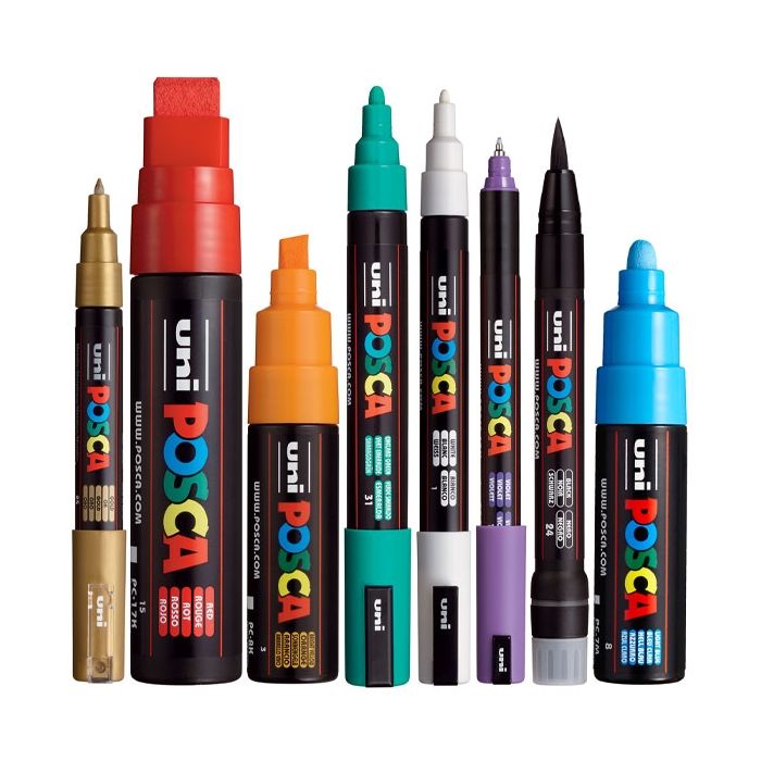 Posca Paint Pens - PC5M - incl Metallic & Fluorescent