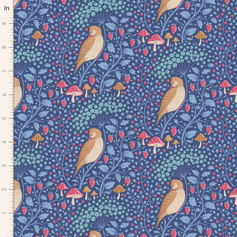 10" 100523-Sleepybird-Denim Tilda - Hibernation  - 2 Sew Textiles - Art quilt fabric supplies