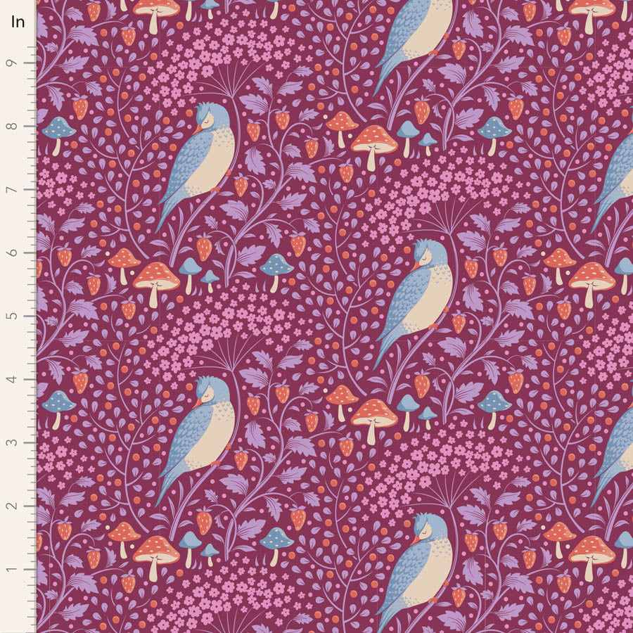 10 inch ruler  100528 Sleepybird Mulberry - Tilda Hibernation - Available at - 2 Sew Textiles - Art quilt fabric supplies