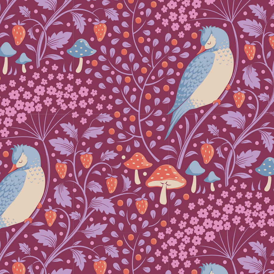  100528 Sleepybird Mulberry - Tilda Hibernation - Available at - 2 Sew Textiles - Art quilt fabric supplies