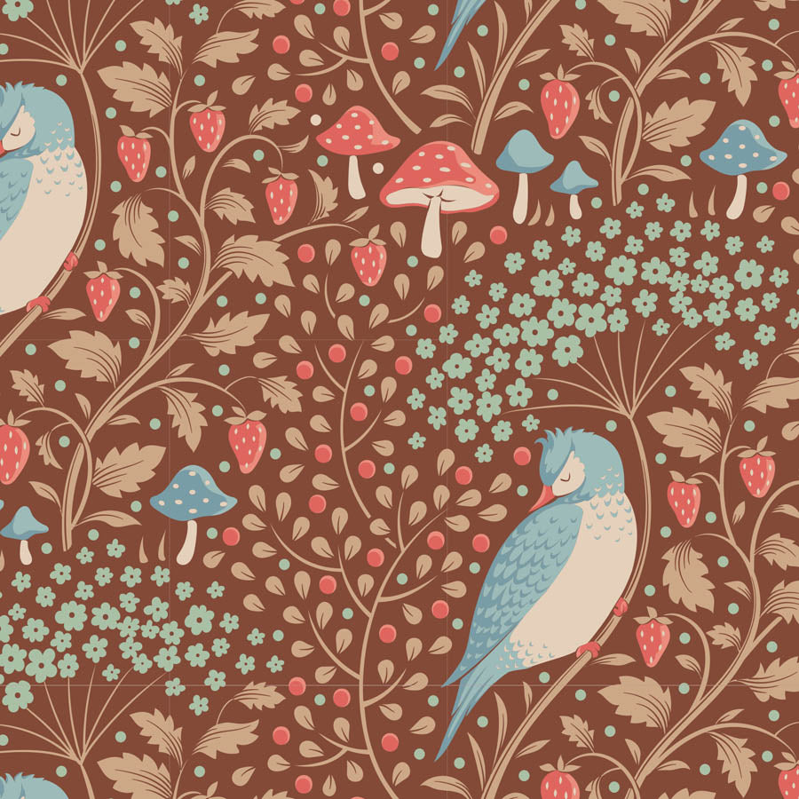 100533 Sleepybird Pecan - Tilda Hibernation - Available at - 2 Sew Textiles - Art quilt fabric supplies