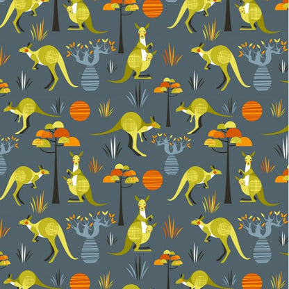 Grey kangaroos Land and Sea Australiana & NZ  Kiwiana by Ellen Giggenbach at  2 Sew Textiles art quilt supplies