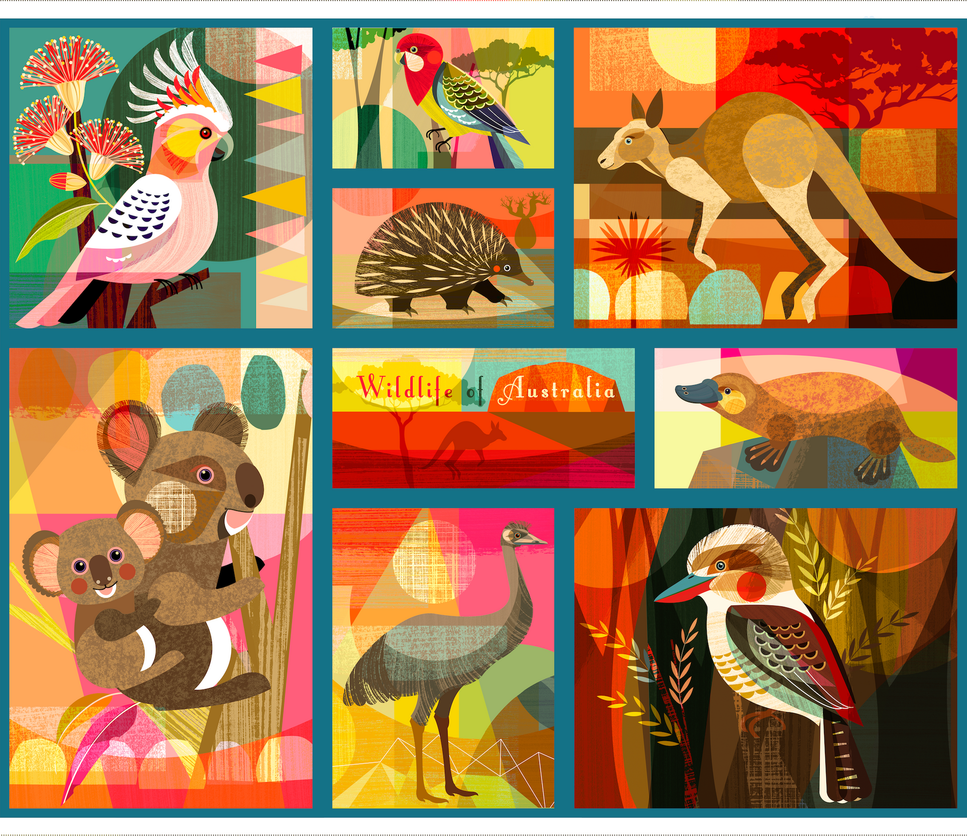 Wildlife of Australia panel - by Ellen Giggenbach at 2 Sew Textiles art quilt supplies