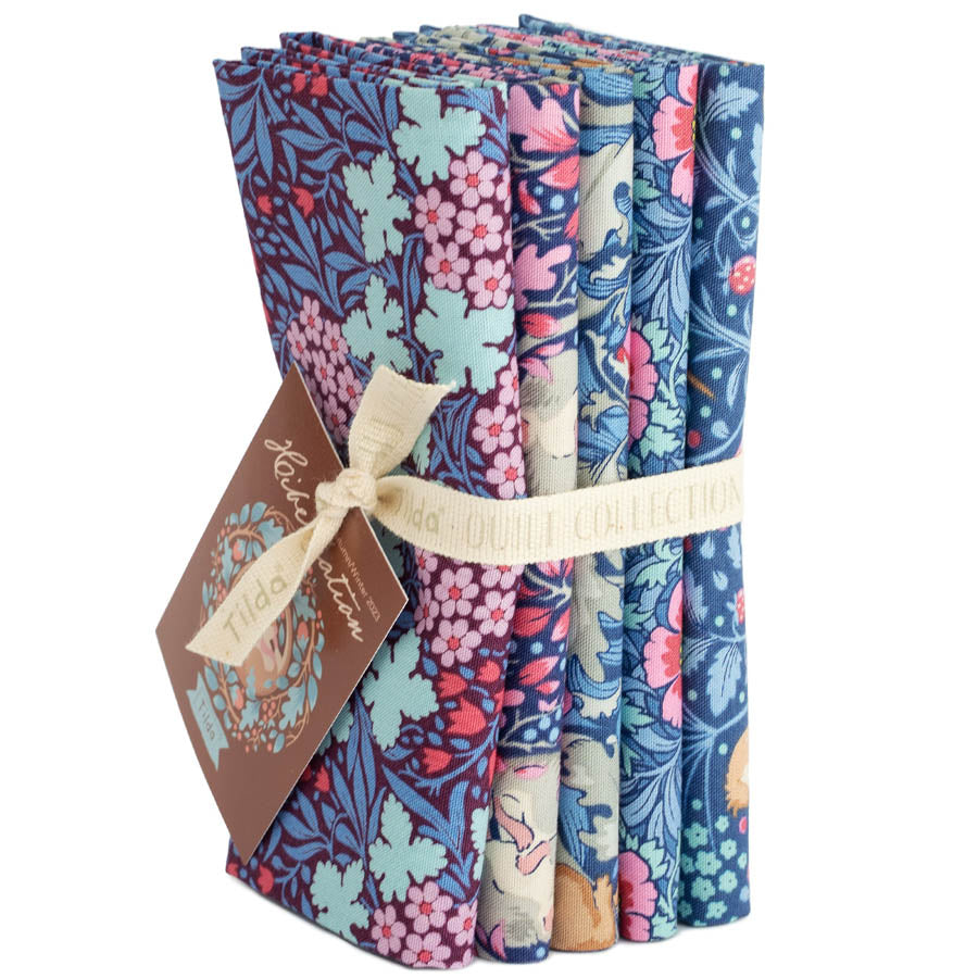 Tilda - Hibernation - 300169 Fat Quarter Bundle 5 fabrics Blue -  Available at - 2 Sew Textiles - Art quilt fabric supplies