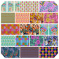 Anna Maria fat quarter bundle of 17 fabric laid out. Available from 2 sew textiles art quilt supplies. By free spirit fabrics