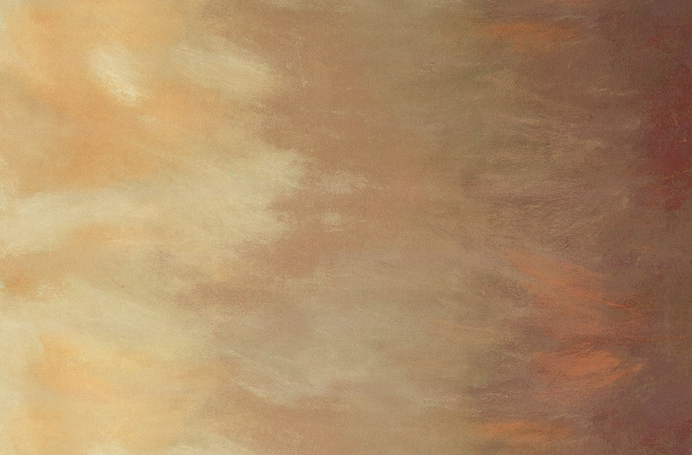 Abstract painting with soft, blended colors in brown, orange, and beige.