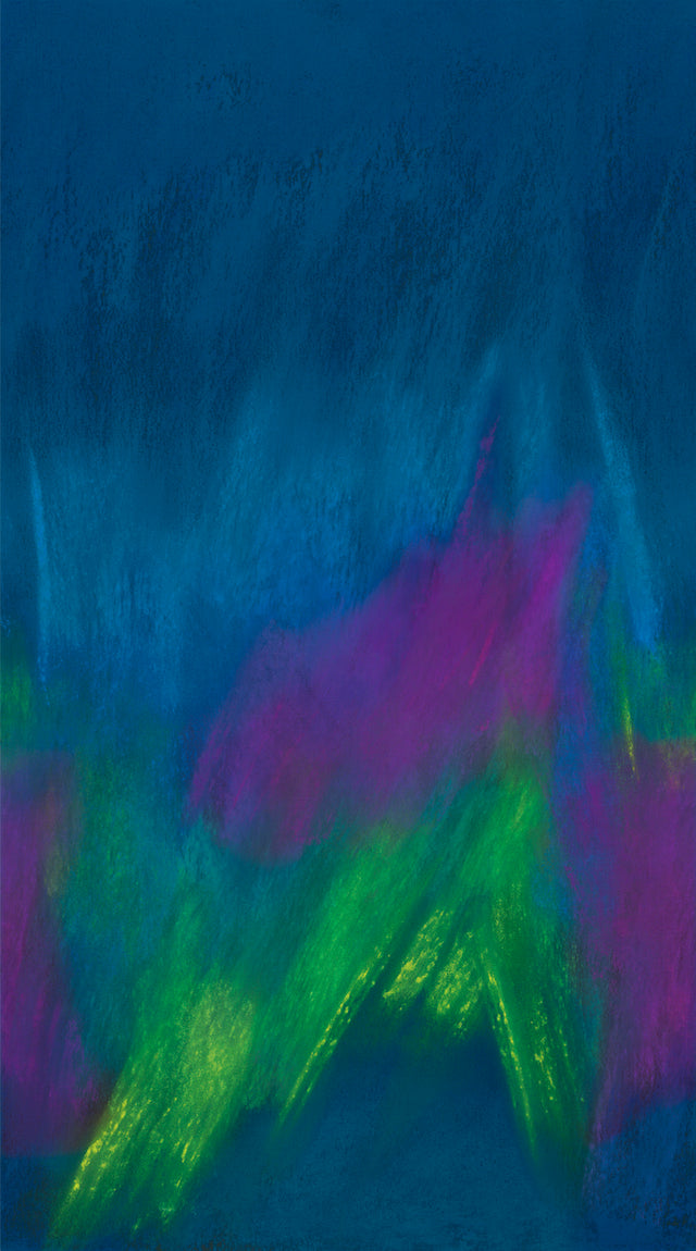 Abstract art with colorful brush strokes on a blue background