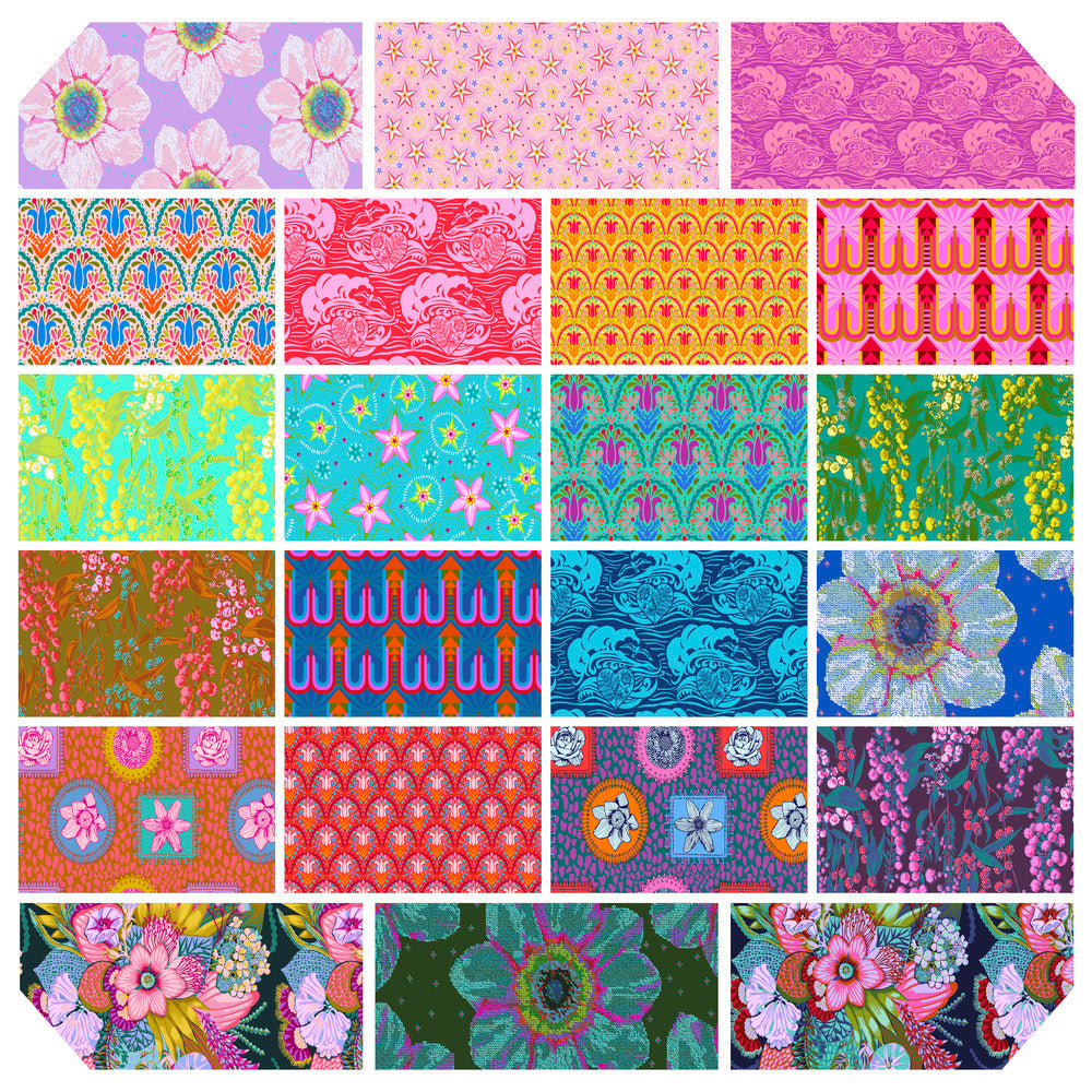 fabric contained in the welcome home to a beautiful fabric collection in a FQ precut stack - 22 fabrics anna maria for Freespirit at 2 sew textiles art quilt supplies