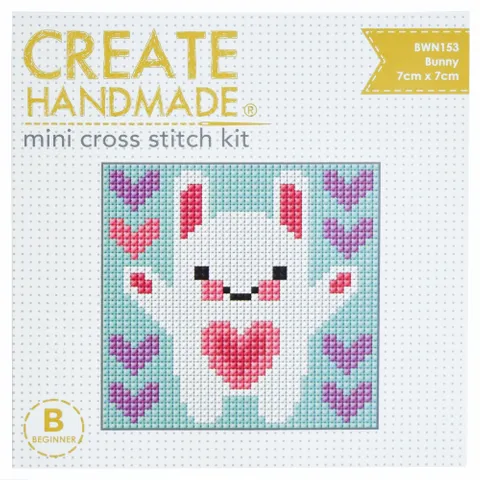 bunny Set of 3 cross stitch kits...create handmade mini cross stitch kit suitable for beginner available at 2 sew textiles