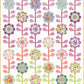 Tula pink free Pattern  available at 2 sew textiles art quilt supplies Pattern of colorful flowers on a white background