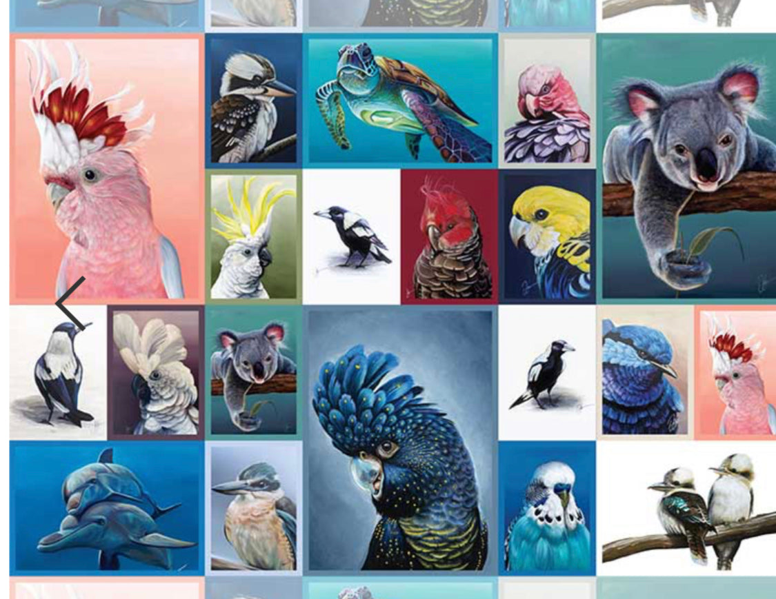 Chris Riley Australian Animal and bird art fabric panel - quilting & craft cotton  - great for placemats, quilts, table runners - great gift