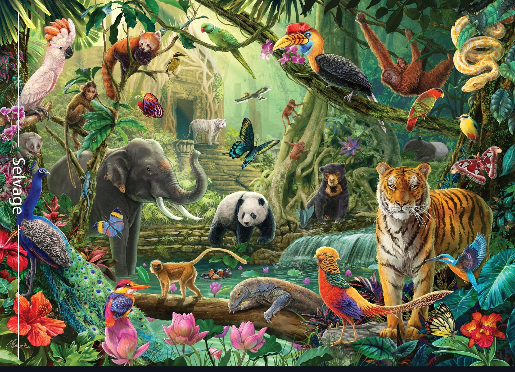 carlie edwards Asia dv6009 animal quilting fabric panel jungle zoo animals from devonstone available at 2 sew textiles art quilt supplies 