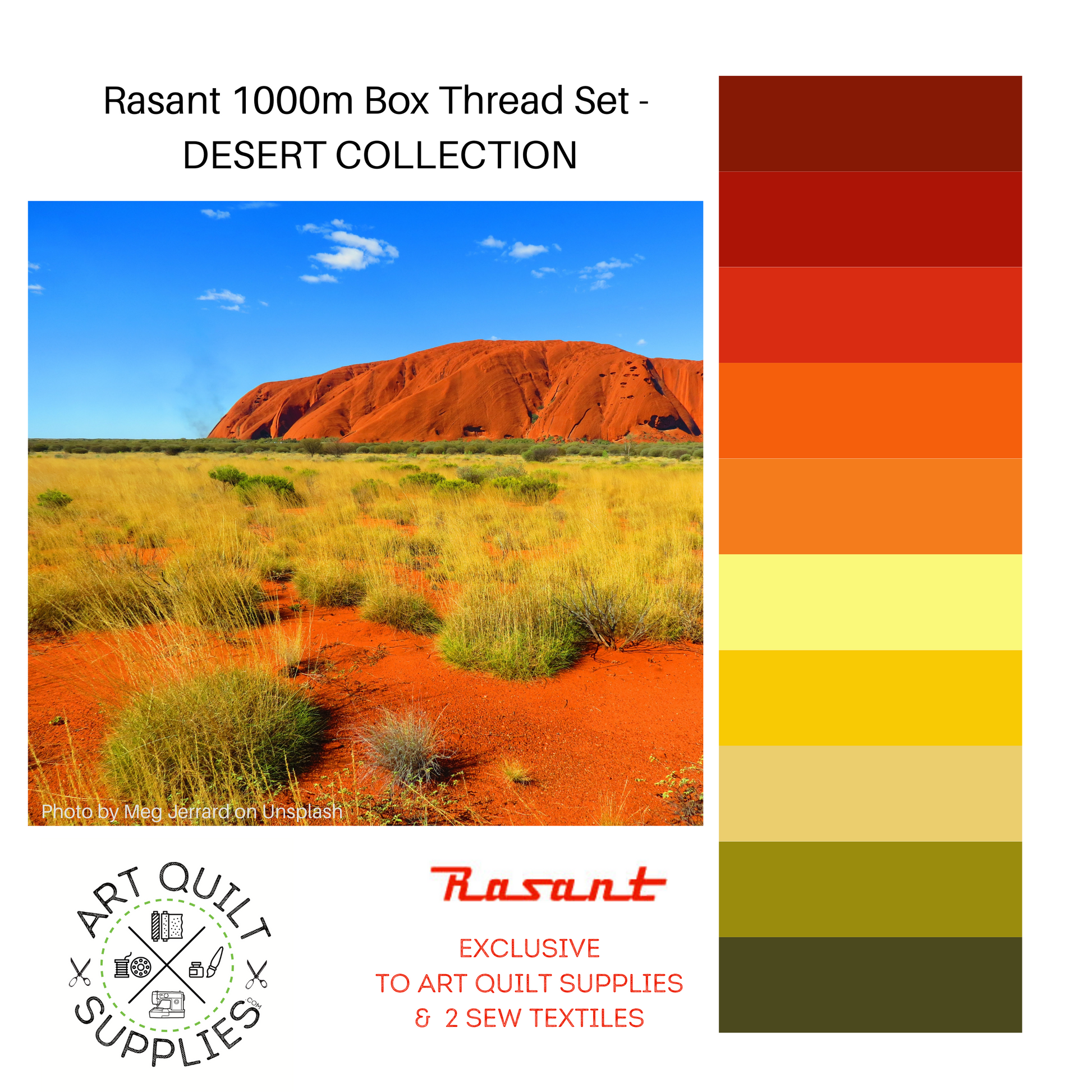 desert collection palette SET OF 8 or 10 Rasant sewing threads curated from beautiful photos creating the perfect collection available at 2 sew textiles art qult supplies