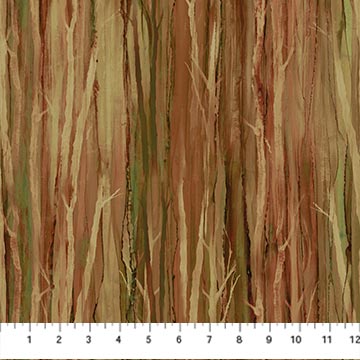 twig in rust with ruler natural landscape yardage Cedarcrest falls fabric for Northcott fabrics, landscape watercolor designs. panel and natural texture prints. available at 2 sew textiles art quilt supplies