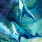 Deep Blue fabric collection - Humpback Whales Swimming - Panel and Fabrics