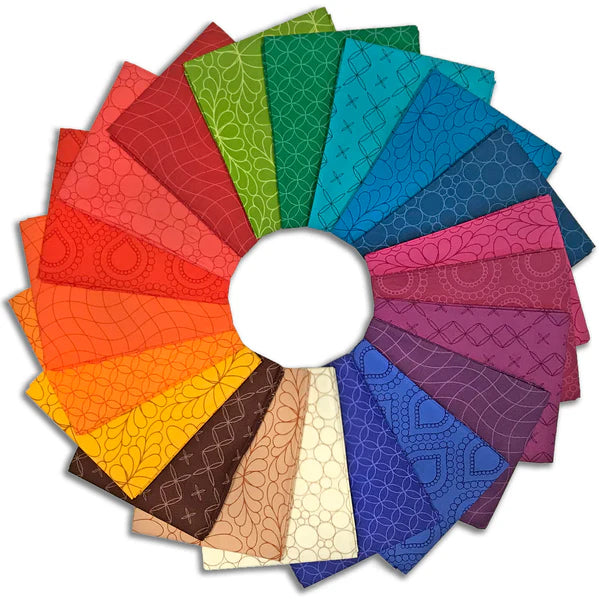 round layout full collection - rainbow spice by Sarah Thomas - saraditty for Moda Fabrics - available at 2 Sew Textiles - art quilt supplies