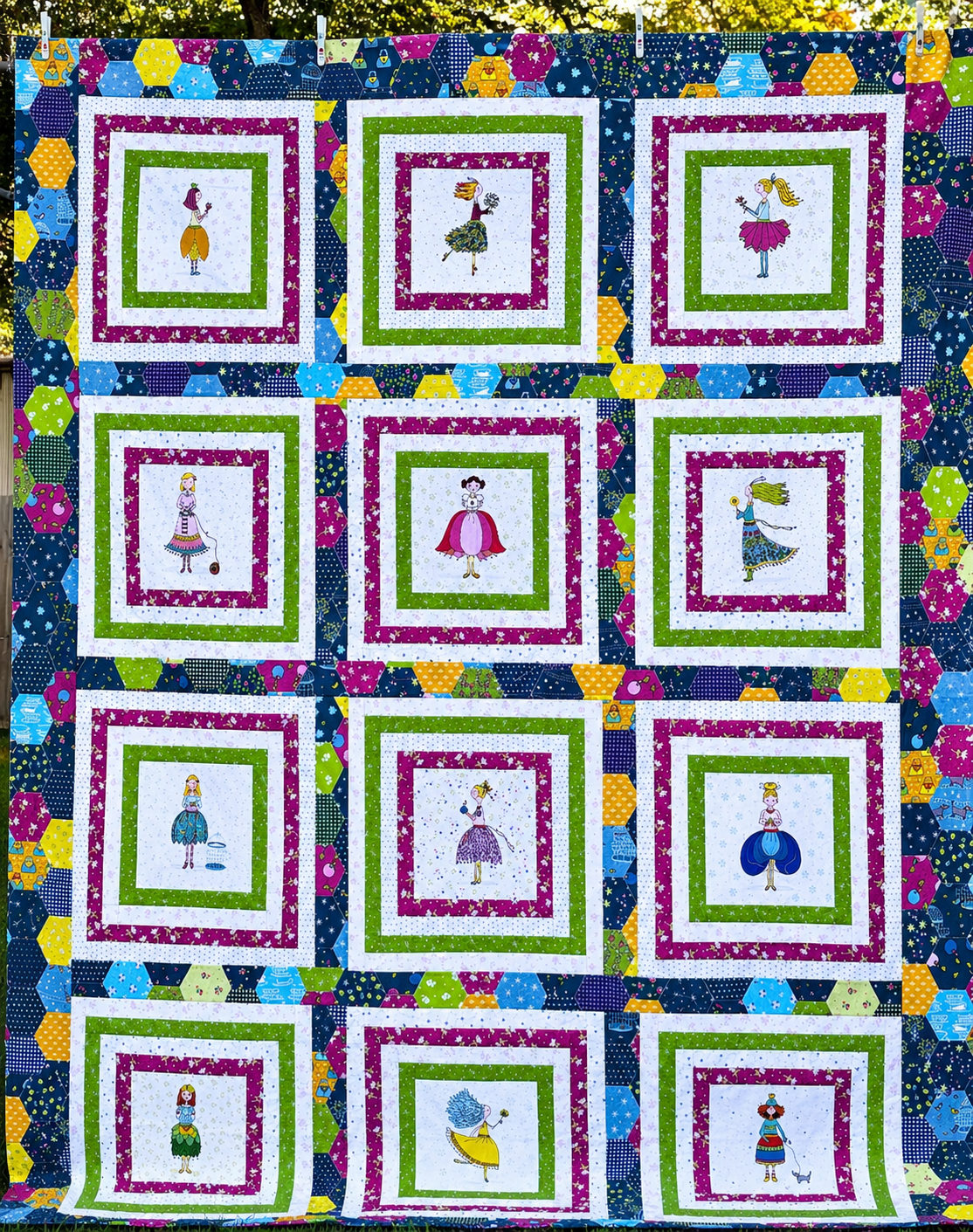 Fairy tale quilt pattern by 2 sew textiles using panel and co-ordinates by Monika Baldough
