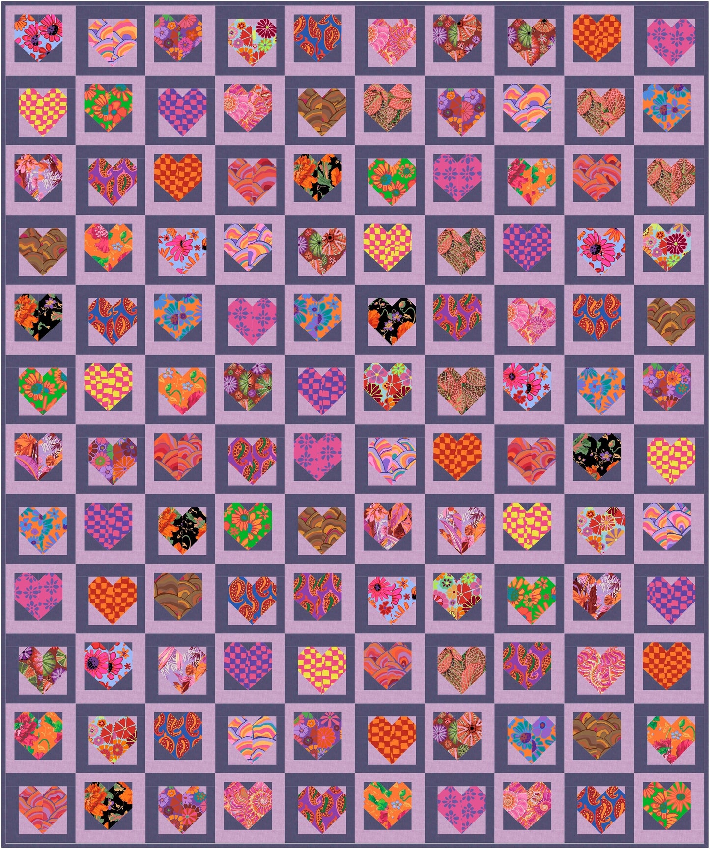 free quilt pattern framed hearts download .pdf sample fabric August 2024 Light - 10 pc Fat Quarter Quilting Fabric Bundle - Kaffe Fassett Collective for FreeSpirit  - FB4FQGP.Aug24LIGHT available at 2 sew textiles artquiltsupplies.com