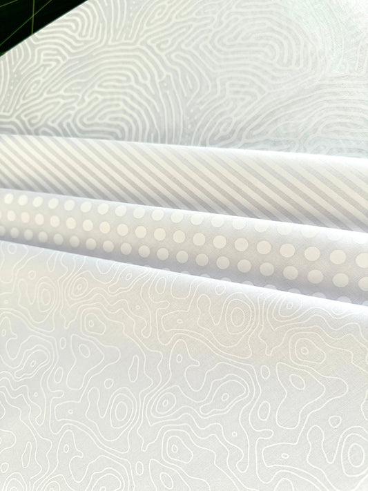 Selfies - white - tone on tone fabric by Devonstone