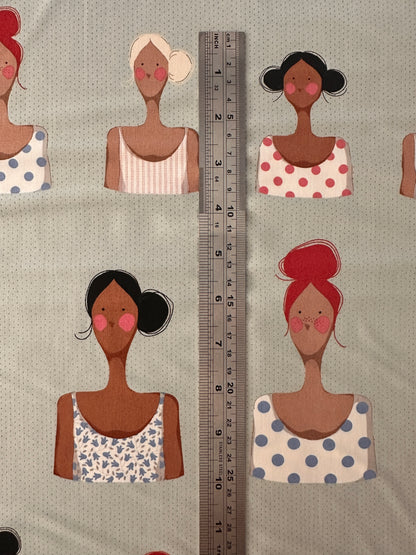 with ruler brunette in Khaki tilda me and my friends by tone finnanger at 2 sew textiles art quilt supplies 

