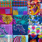 Anna Maria fat quarter bundle of 17 fabric laid out. Available from 2 sew textiles art quilt supplies. By free spirit fabrics