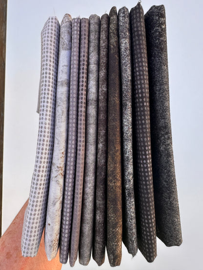 FQ by bundle of grey gray blacks perfect for collage and modern quilting available at 2 sew textiles art quilt supplies