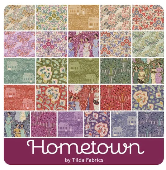 collection Tilda red on the cover fabric stack of 10x10 inch cut fabrics 42 pieces Tilda hometown FB610AH.BRIGHT 2Sew textiles art quilt fabric supplies 