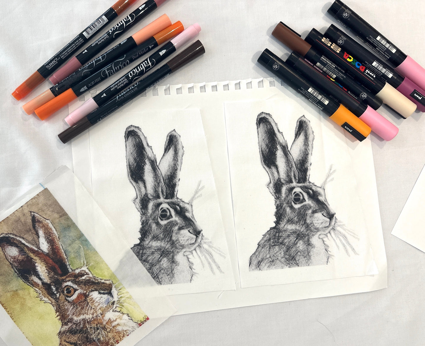 Drawing to Creative Color - Fabric Art Kit - 5 marcadores de tela con imagen de artista para colorear