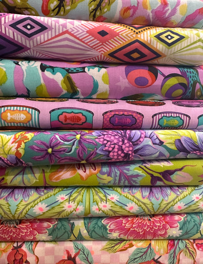 Mystery Scrap bundle mixed collections - Tula Pink - Everglow - Besties - Linework - Tabby Road and more
