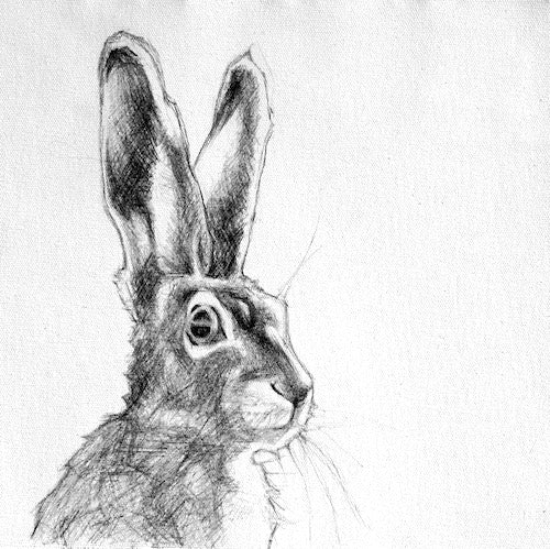 hare drawing - Fabric art set as seen at craftalive from 2 sew textiles art quilt supplies