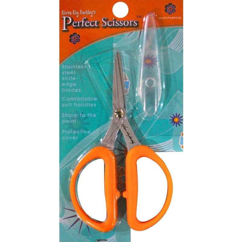 Orange scissors in packet Karen Kay Buckley perfectly mixed set - Purple orange red- great gift only available from 2 Sew Textiles Art Quilt Supplies