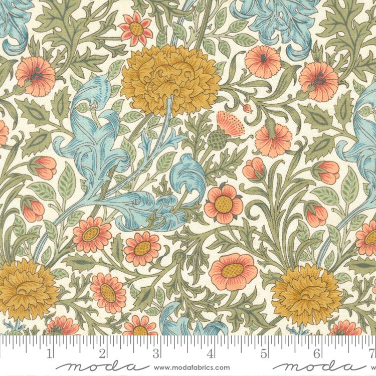 cream background cornflowers - William  Morris Meadow Quilt fabric at 2 sew textiles art quilt supplies