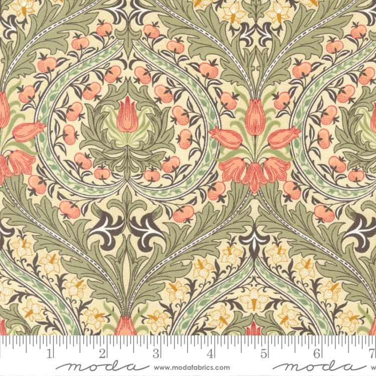 greens creams and pinks - - William  Morris Meadow Quilt fabric at 2 sew textiles art quilt supplies