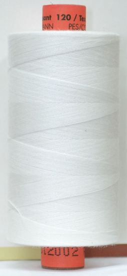 2002 white/soft cream Spool of white thread with red label on a white background available at 2 sew textiles art quilt supplies 