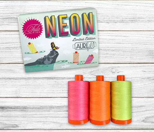 Tula Pink Neon Aurifil thread collection at 2 Sew Textiles art quilt supplies